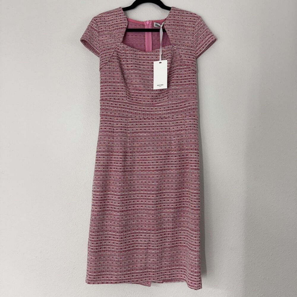NWT Grace Karin Womens Dress Medium Pink Tweed Academia Career Legally Blonde